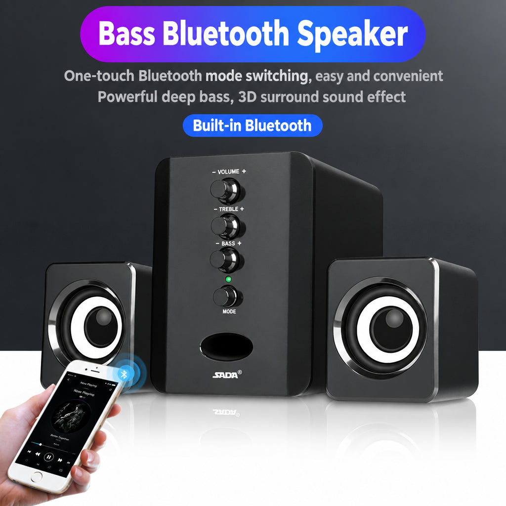 SADA D-202 Portable Home Speaker, Laptop Speaker, USB-Powered Active Desktop Subwoofer
