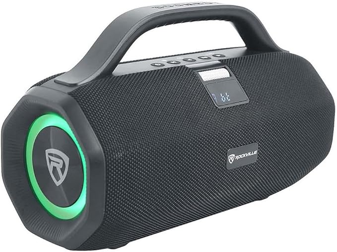 Rockville SONIC-50L Portable Bluetooth Speaker, 50W Stereo Sound, Dual LED Rings