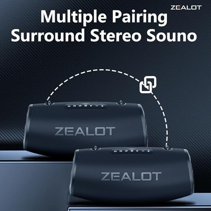ZEALOT 80W Portable Bluetooth Speaker, Stereo Sound