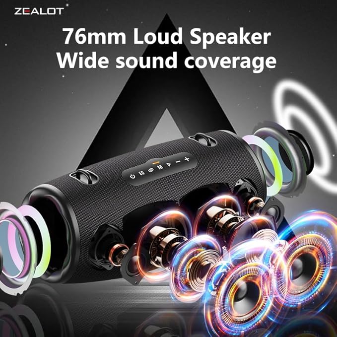ZEALOT 80W Portable Bluetooth Speaker, Stereo Sound