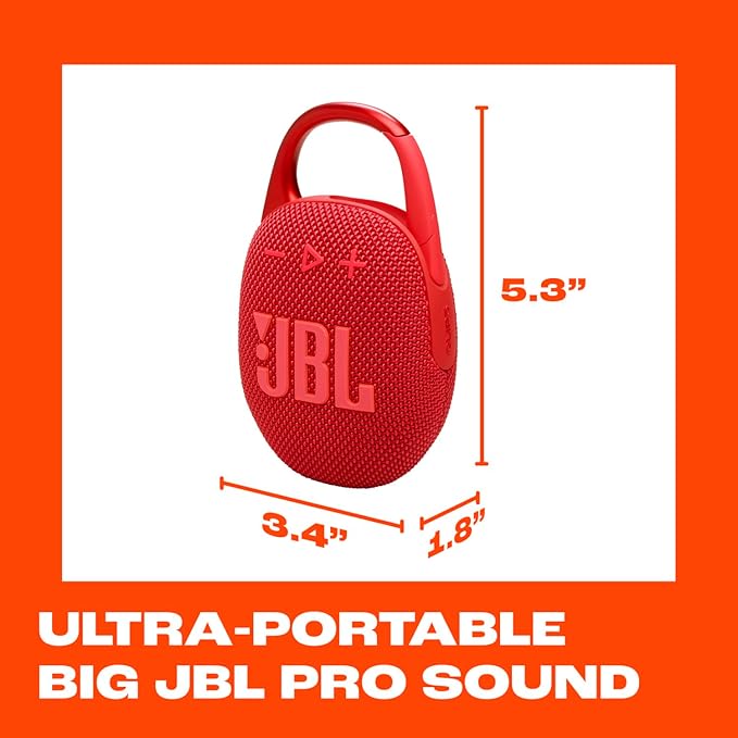 JBL Clip 5 - Ultra-Portable, Waterproof & Dustproof Bluetooth Speaker, Big Pro