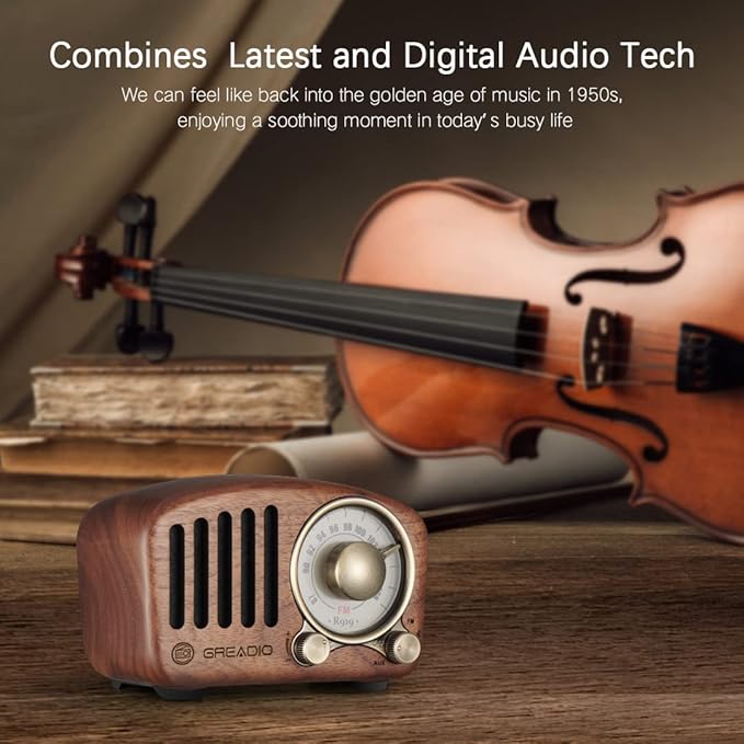 Vintage Radio Retro Bluetooth Speaker- Greadio Walnut Wooden FM Radio