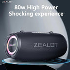 ZEALOT 80W Portable Bluetooth Speaker, Stereo Sound