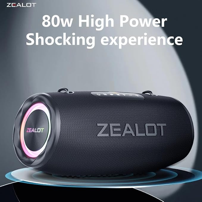 ZEALOT 80W Portable Bluetooth Speaker, Stereo Sound