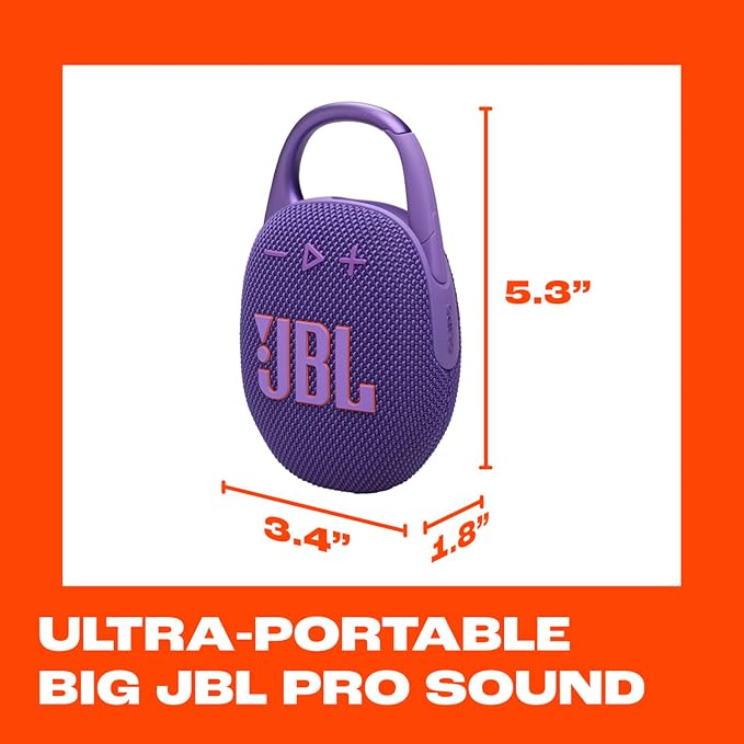 JBL Clip 5 - Ultra-Portable, Waterproof & Dustproof Bluetooth Speaker, Big Pro