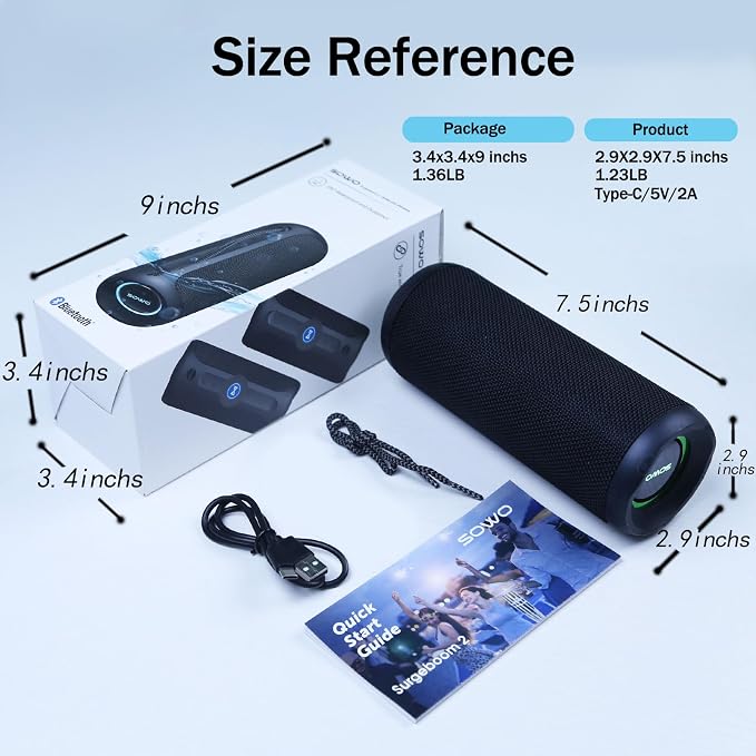 Wireless Portable Speaker, IPX7 Waterproof Bluetooth Speaker, 25W Loud Stereo