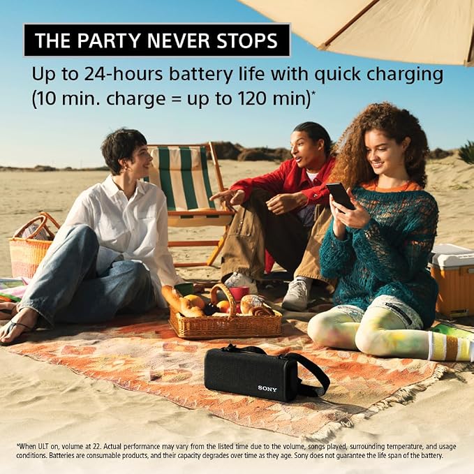 Sony ULT Field 3 Wireless Portable Bluetooth Speaker, IP67 Waterproof, and