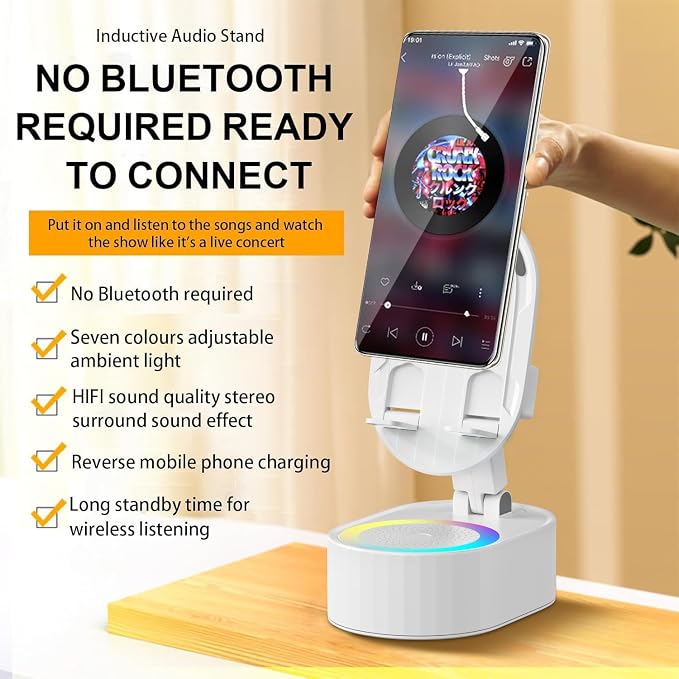 Wireless Induction Audio Bluetooth Speaker 5in1 Phone Holder Emergency