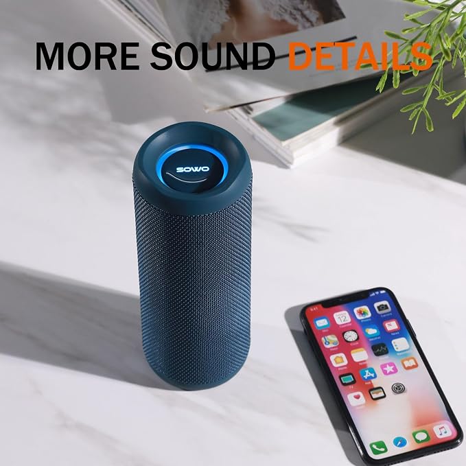 SOWO Portable Bluetooth Speaker, IPX7 Waterproof Wireless Bluetooth Speaker