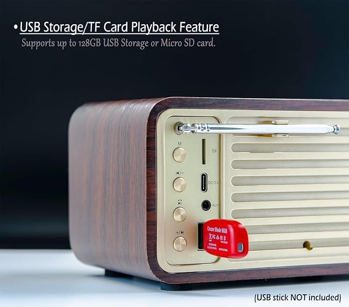 FM Radio with Bluetooth Retro Bluetooth Speaker Vintage Radio with SD/USB