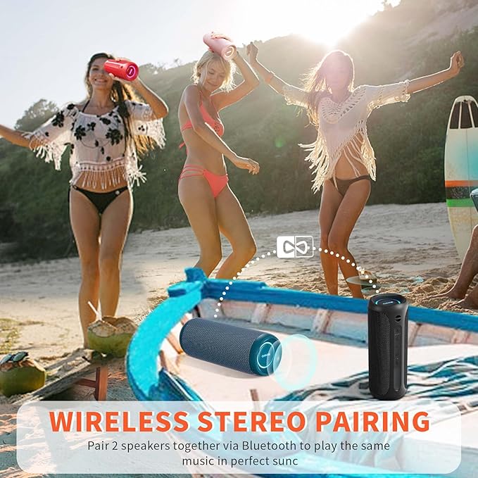 Wireless Portable Speaker, IPX7 Waterproof Bluetooth Speaker, 25W Loud Stereo
