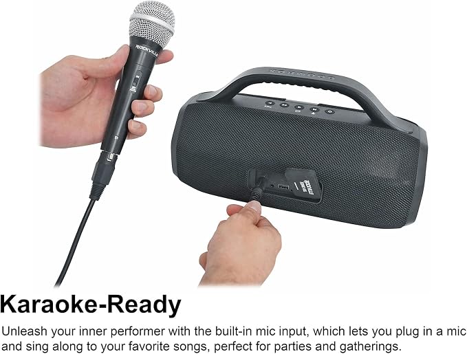 Rockville SONIC-50L Portable Bluetooth Speaker, 50W Stereo Sound, Dual LED Rings