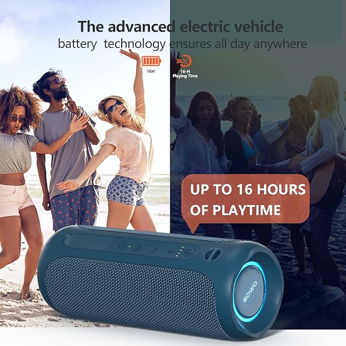 SOWO Portable Bluetooth Speaker, IPX7 Waterproof Wireless Bluetooth Speaker