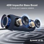 Passau Portable Bluetooth Speakers 40W Peak Loud Stereo Sound, Passive