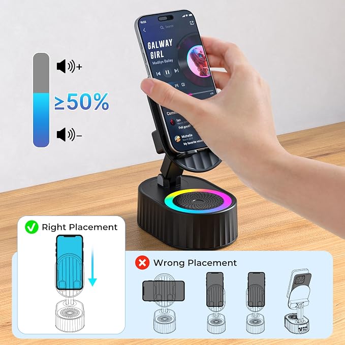 Wireless Induction Audio Bluetooth Speaker 5in1 Phone Holder Emergency