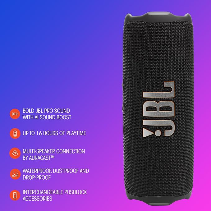 JBL Flip 7 - Portable Waterproof and Drop-Proof Speaker, Bold JBL Pro Sound