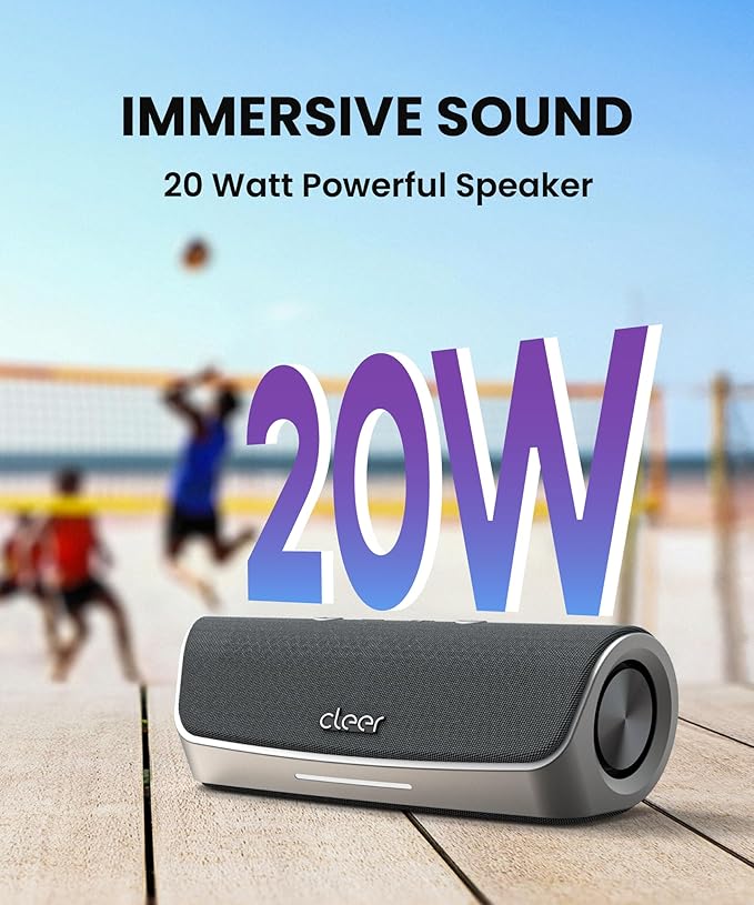 Cleer Scene Wireless Bluetooth Speaker, Stereo Wireless Pairing, Waterproof IPX7
