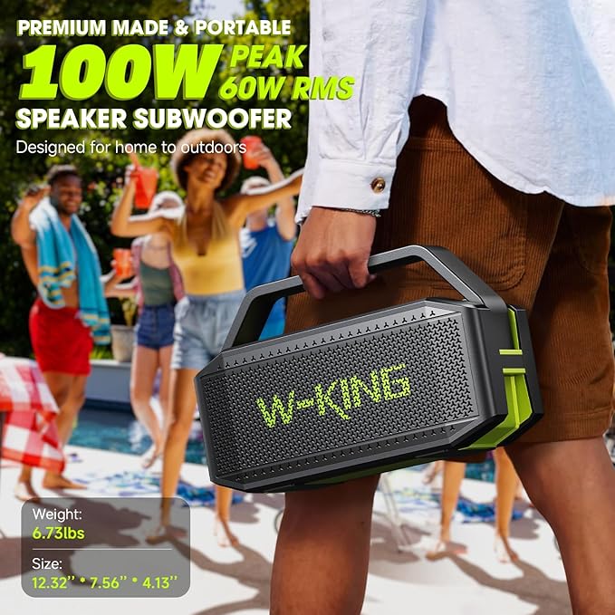 W-KING Portable Loud Bluetooth Speaker Wireless, 100W Max IPX6 Waterproof