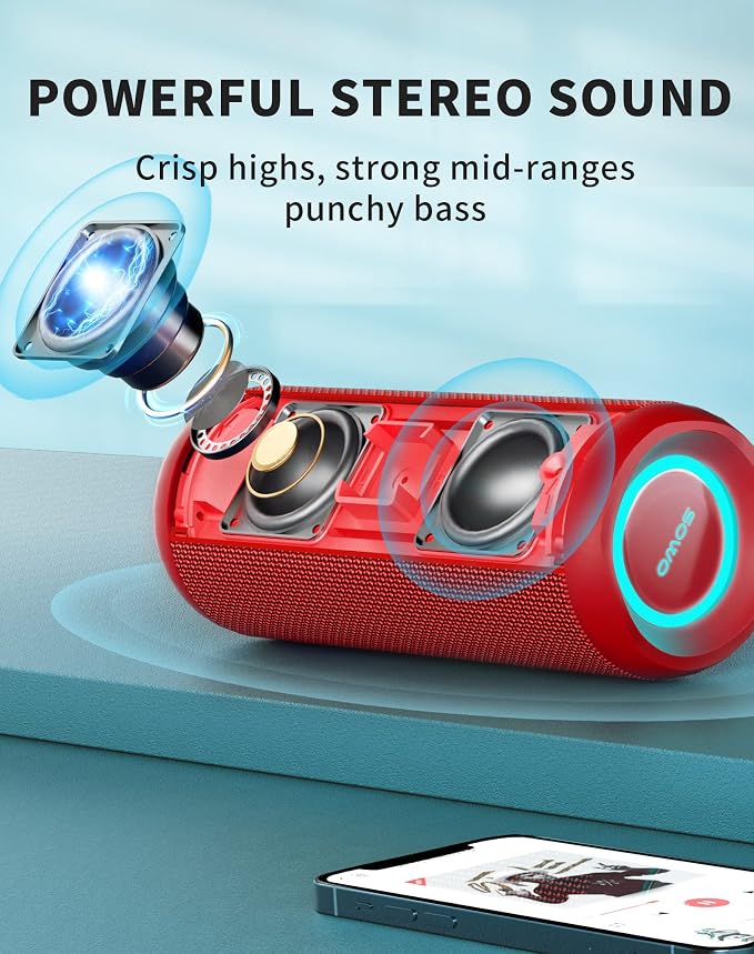 SOWO Portable Bluetooth Speaker, Waterproof IPX7, 25W Loud Wirelss Speaker
