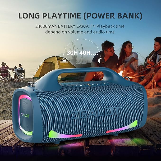 ZEALOT Bluetooth Speaker, 110W Peak Booming Sound Speakers Wireless, Dual