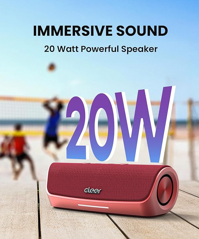 Cleer Scene Portable Bluetooth Speaker, IPX7 Waterproof, Powerful Sound and
