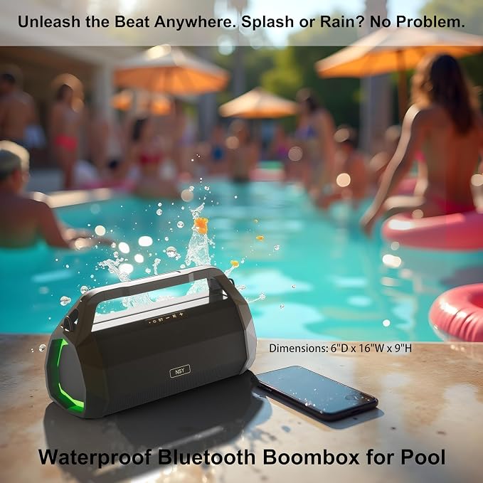 Portable Waterproof Speaker Bluetooth 5.3, Rugged 120W Loud Outdoor Boombox