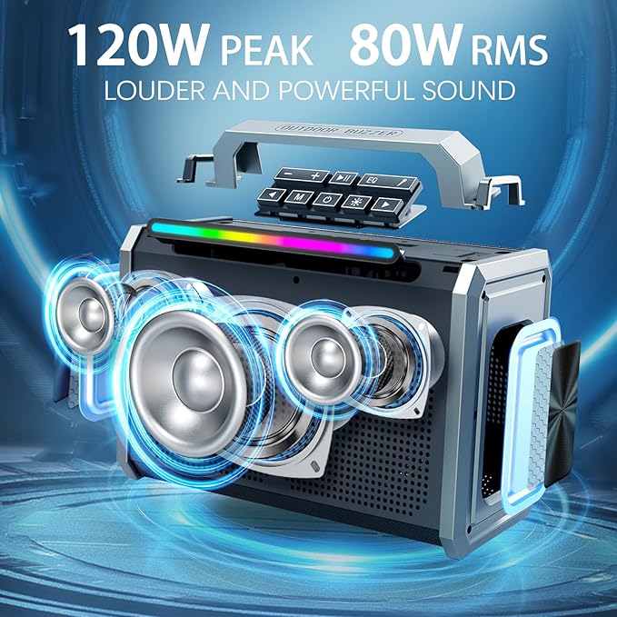 Portable Bluetooth Speaker 80W Loud Wireless Outdoor Stereo Sound Deep Bass