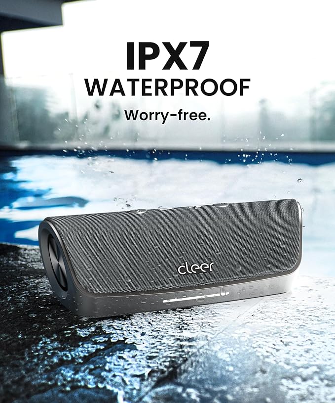 Cleer Scene Wireless Bluetooth Speaker, Stereo Wireless Pairing, Waterproof IPX7