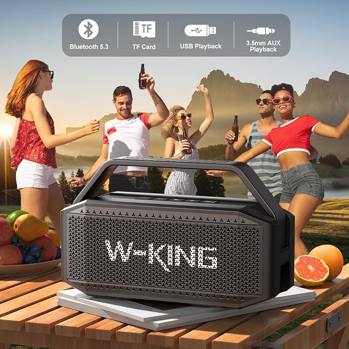 W-KING Portable Loud Bluetooth Speaker, 100W Max Waterproof Outdoor Speakers