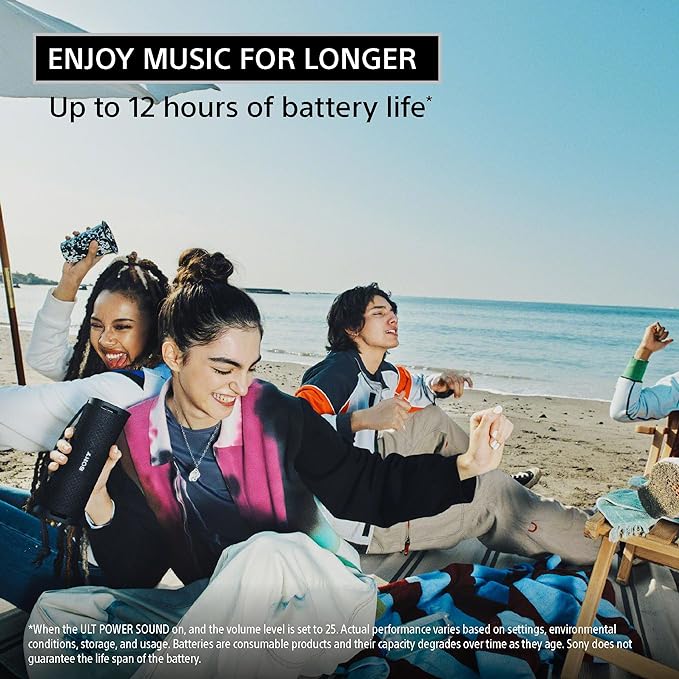 Sony ULT Field 1 Waterproof Portable Bluetooth Speaker, Enhanced Bass, 12h
