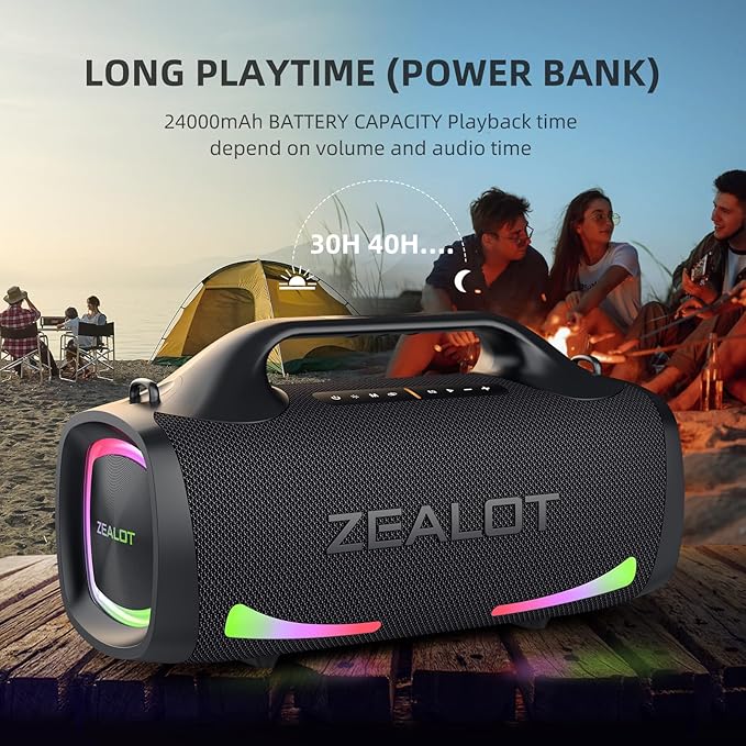 ZEALOT Bluetooth Speaker, 110W Peak Booming Sound Speakers Wireless, Dual