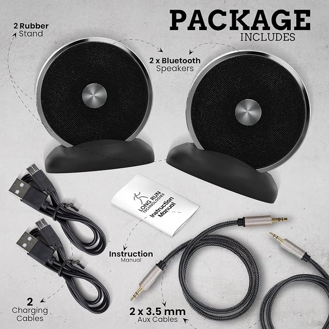 Bluetooth Speaker Set: Wireless Stereo Dual Pairing Portable Twin TWS System