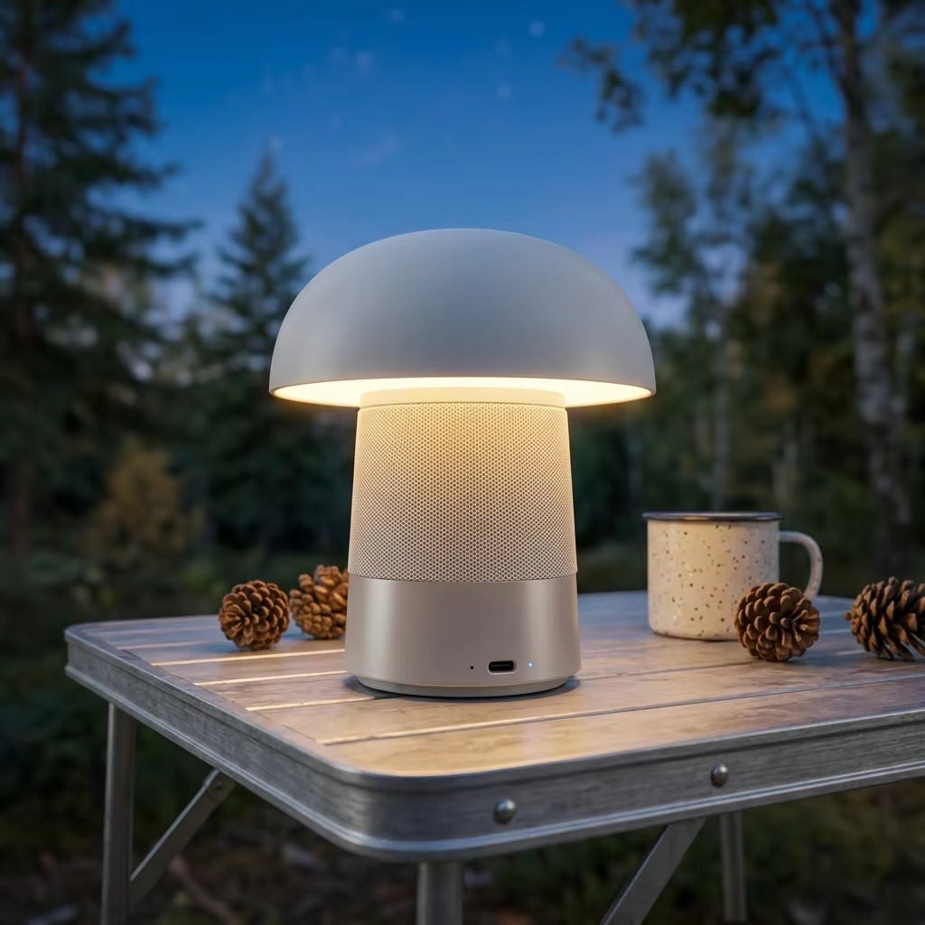 Cross-Border Bluetooth "Mushroom" Speaker, Ambient Night Light, Desk Clock—Creative, Trending Birthday Gift, Portable Charging Speaker