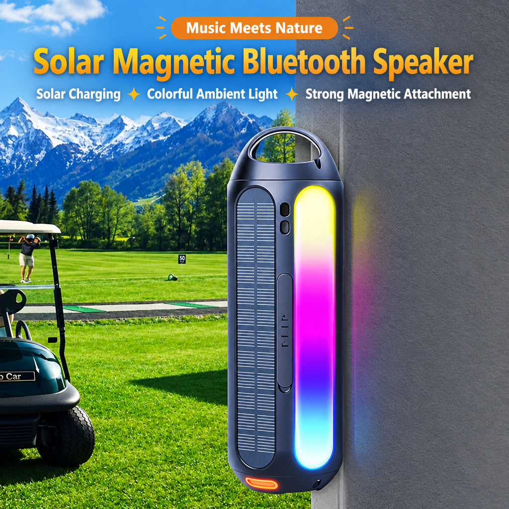 Cyboris Best-Selling 30W Solar-Powered Magnetic Bluetooth Speaker with RGB Lighting Effects—A Great Gift and Top Choice for Golfers