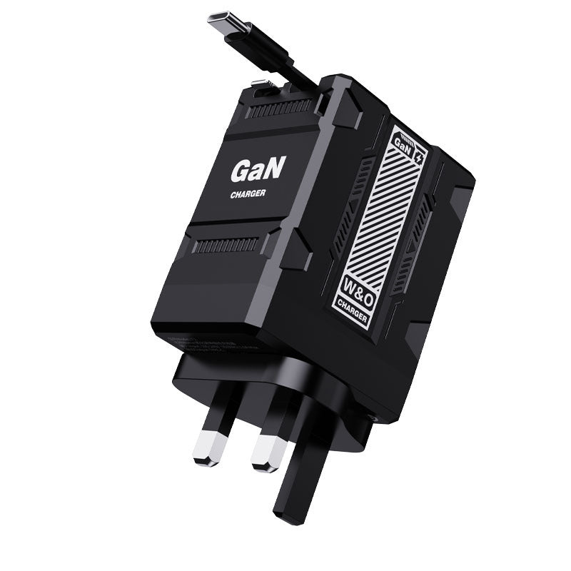 US-Spec Dual-Prong Retractable Cord Charger: All-Protocol Multi-Port Charger with Mecha-Style Design and GaN Technology