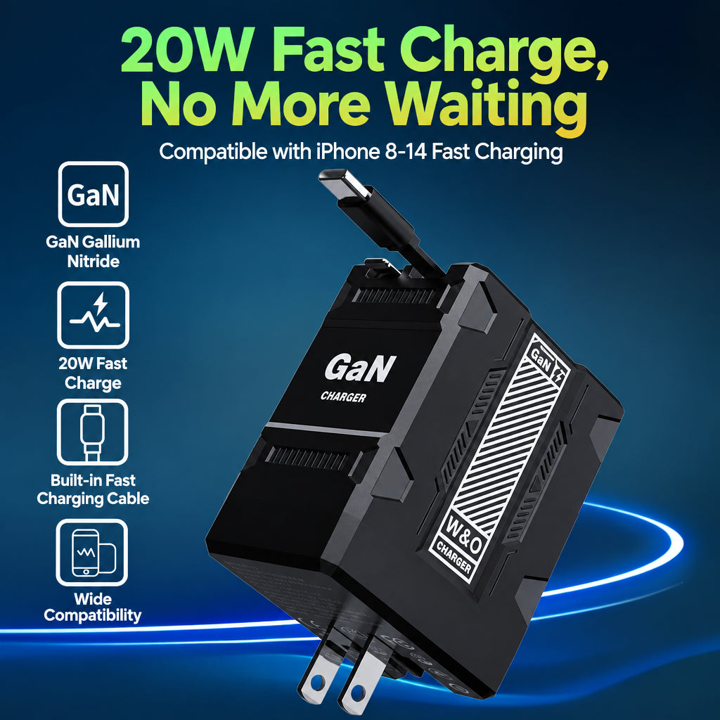 US-Spec Dual-Prong Retractable Cord Charger: All-Protocol Multi-Port Charger with Mecha-Style Design and GaN Technology