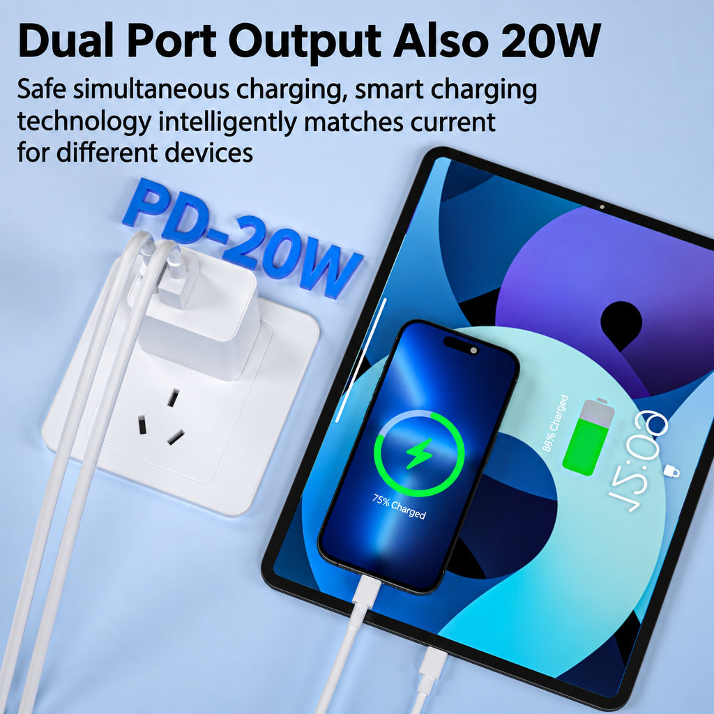 PD20W Fast Charger—U.S. Standard ETL/3C Certified, Compatible with iPhone 15 and iPhone 16 Fast Charging Adapters