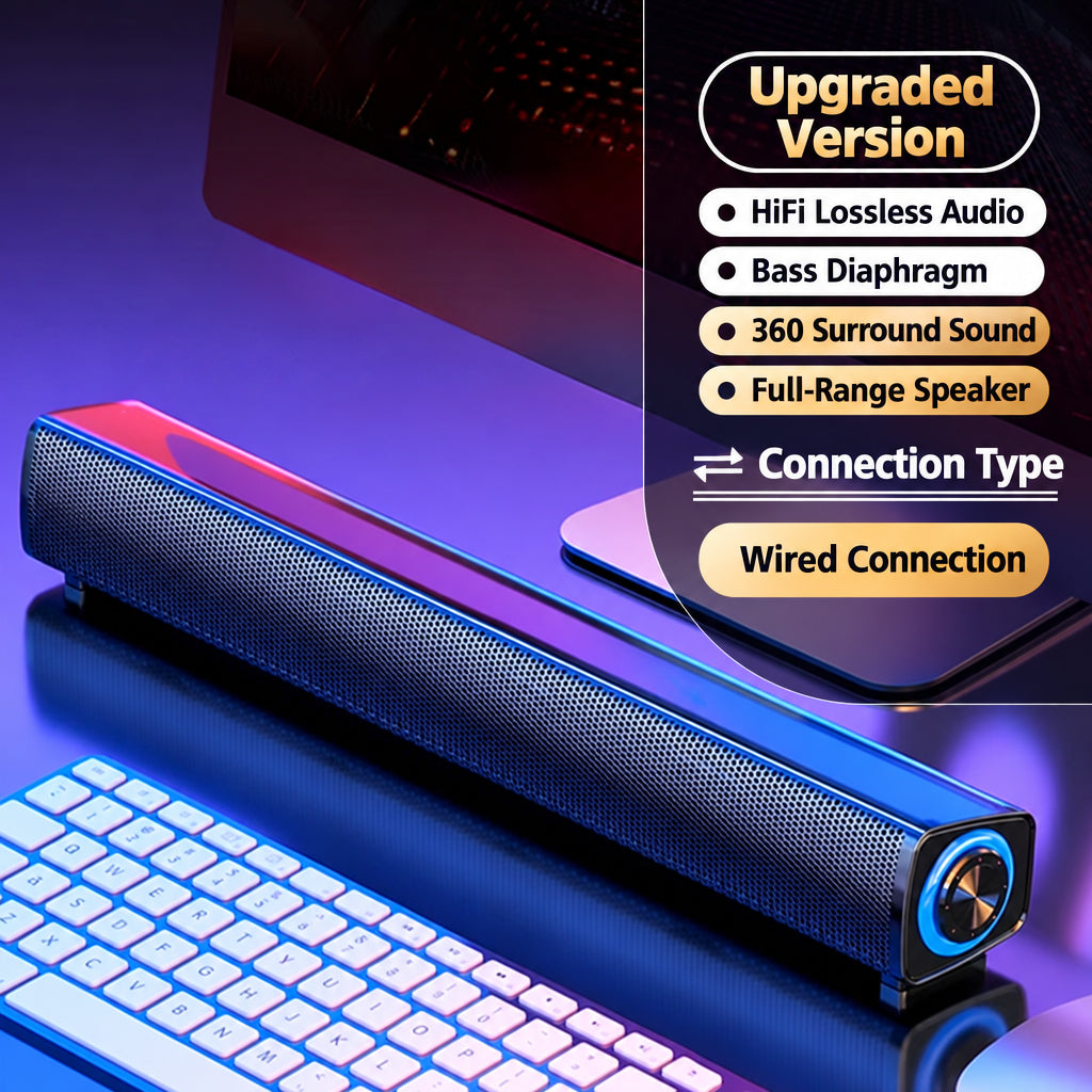 Newman Desktop Computer Speaker System—Small Home Mini Speaker, Desktop Wired Bluetooth Subwoofer, Laptop Speaker