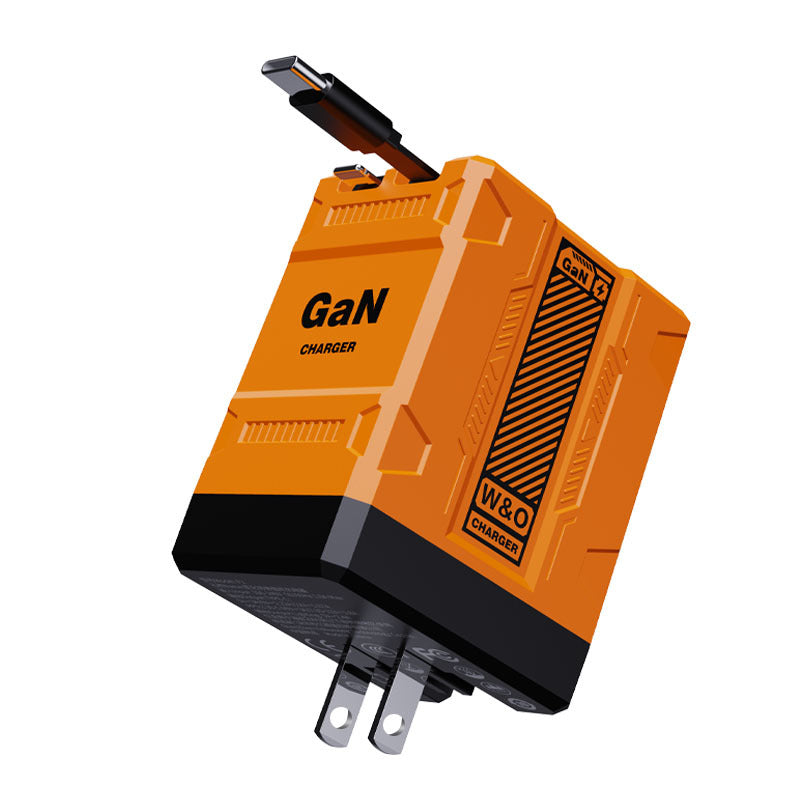 US-Spec Dual-Prong Retractable Cord Charger: All-Protocol Multi-Port Charger with Mecha-Style Design and GaN Technology
