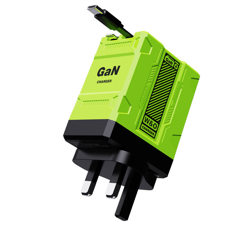 US-Spec Dual-Prong Retractable Cord Charger: All-Protocol Multi-Port Charger with Mecha-Style Design and GaN Technology