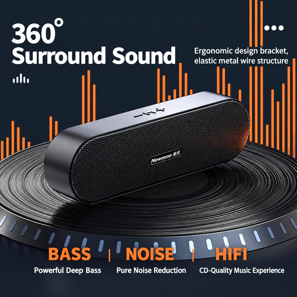 Newman BT66 Computer Speakers for Home Use, Desktop PC, Deep Bass, Online Classes, Compact, Mini, Wired Gaming Speakers
