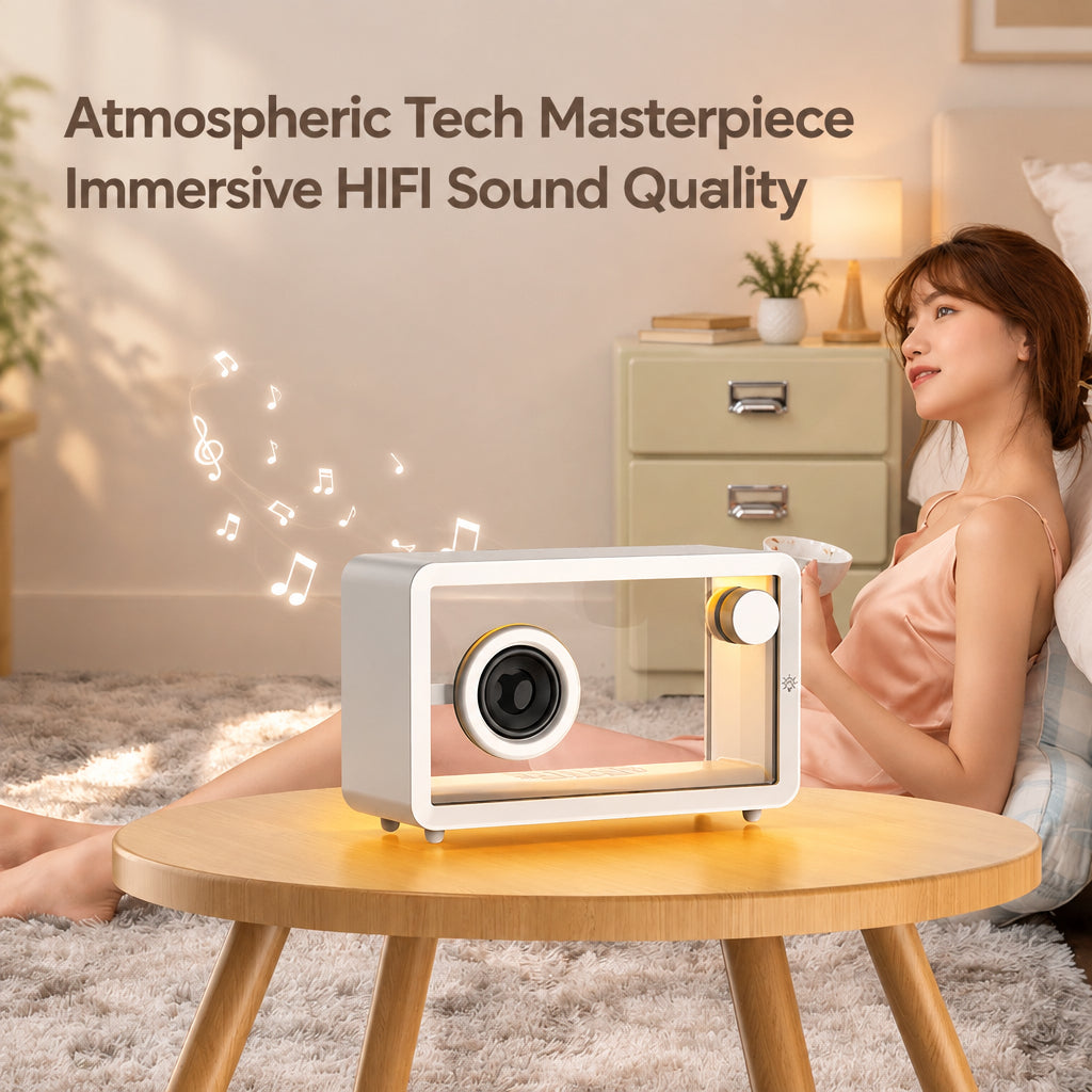 New Transparent Bluetooth Speaker: DIY Gift for Guys with Figurines, RGB Color-Changing Ambient Lights—Creative Desktop Gift