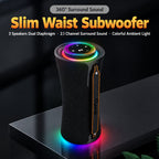 Cyboris New Custom-Designed 80W "Slim Waist" Wireless Bluetooth Speaker with 2.1 System, RGB Lighting, and Surround Sound