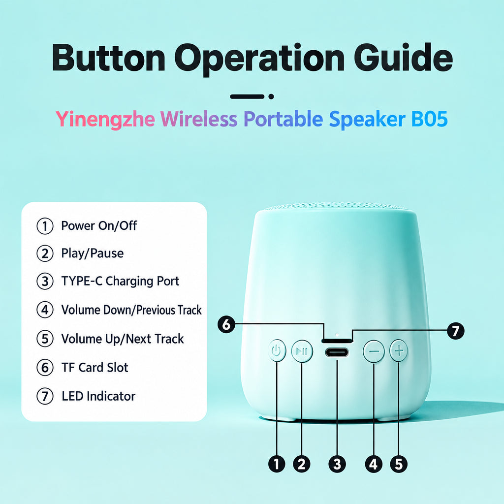 2026 New Model "Yinengzhe" B05 Macaron Bluetooth Speaker—Outdoor Camping Bluetooth Speaker with TWS Chain Mode and SD Card Slot