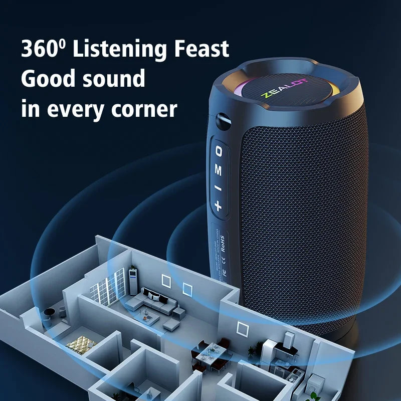 Zealot-S49 10W Portable Bluetooth Speaker Stereo Sound IPX7 Waterproof Wireless Bluetooth 5.2 Excellent Bass Performance