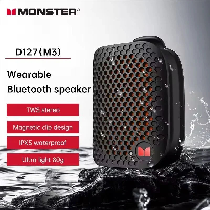 Monster M3 TWS Stereoscopic Wireless Touch Speaker Lightweight Bluetooth 5.4 Magnetic Clip Sports Music Player