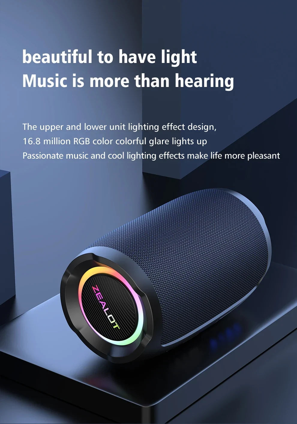 Zealot-S49 10W Portable Bluetooth Speaker Stereo Sound IPX7 Waterproof Wireless Bluetooth 5.2 Excellent Bass Performance