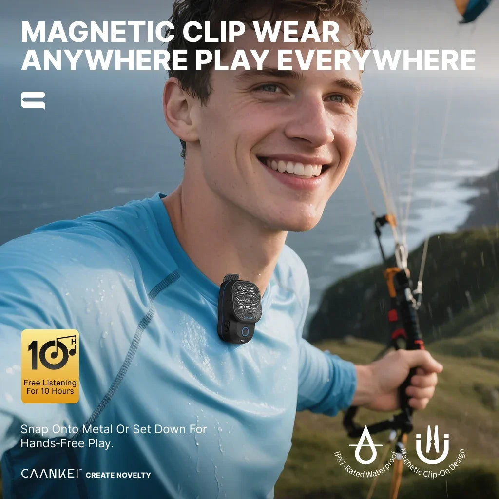 Wearable Bluetooth Speaker IPX7 Waterproof Portable Speakers Outdoor Sport Clip-On Microphone Speaker Calls/Music Mini Sound Box