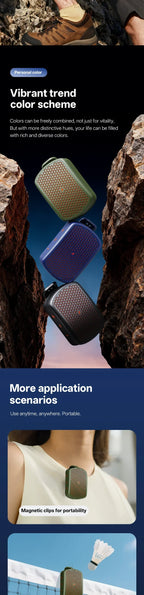 Magnetic Clip-on M1 Portable Bluetooth Speaker, Outdoor Waterproof TWS Stereo, High Volume, Mini Speaker with Heavy Bass.
