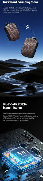Magnetic Clip-on M1 Portable Bluetooth Speaker, Outdoor Waterproof TWS Stereo, High Volume, Mini Speaker with Heavy Bass.